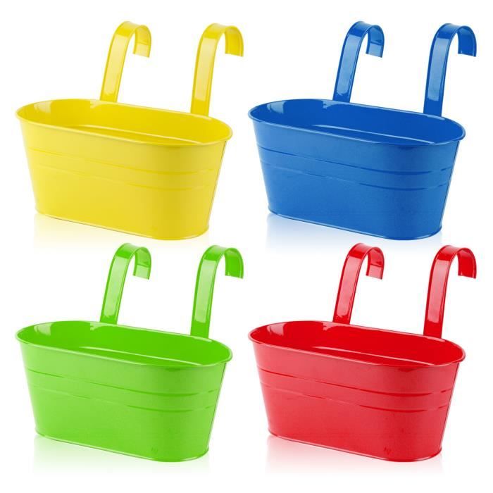 4pcs Pots de Fleurs à Suspendre pour Rebord de Fenêtre, Vase Amovible, avec Double Crochet