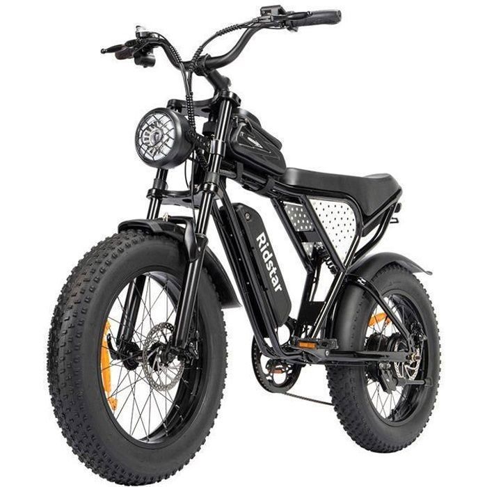 velo electrique Ridstar Q20 Lite Autonomie 80km Moteur 1000W tout suspendu Shimano 7 vitesses VTT fat bike Batterie 48V15Ah Noir