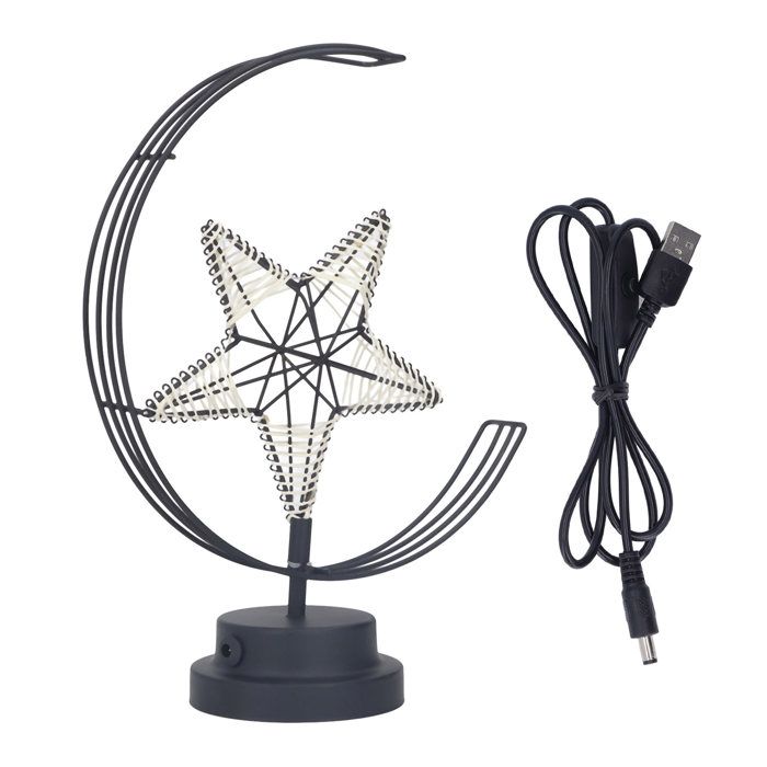 Fer Art étoile lampe enroulement fil de coton romantique lampe de Table de chevet LED lumière de Table décorative USB