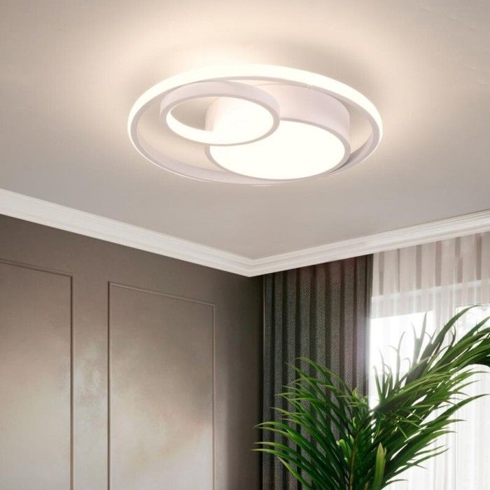WOTTES Plafonnier LED Moderne - Luminaire Plafond Design Cercle géométrique Blanc pour Salon Balcon Loft - Blanc Neutre - Ø40*40CM