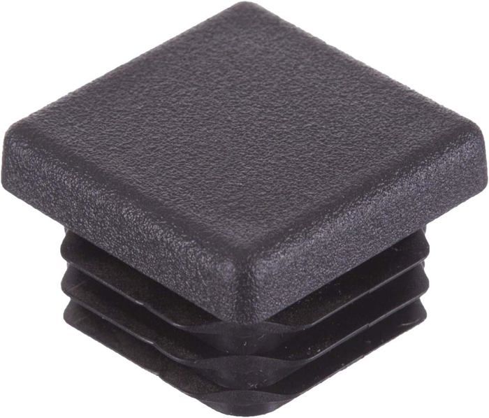Pieds de meubles tubulaires 16 pièces embouts carrés nervurés pour tables et chaises (30 mm noir)