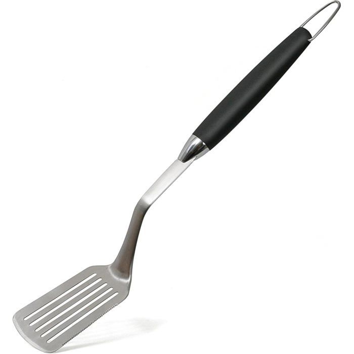 Spatule Barbecue Wenco En Acier Inoxydable - Résistante à La Chaleur, Bords Dentés, Poignée Creuse Avec Suspension, Argent