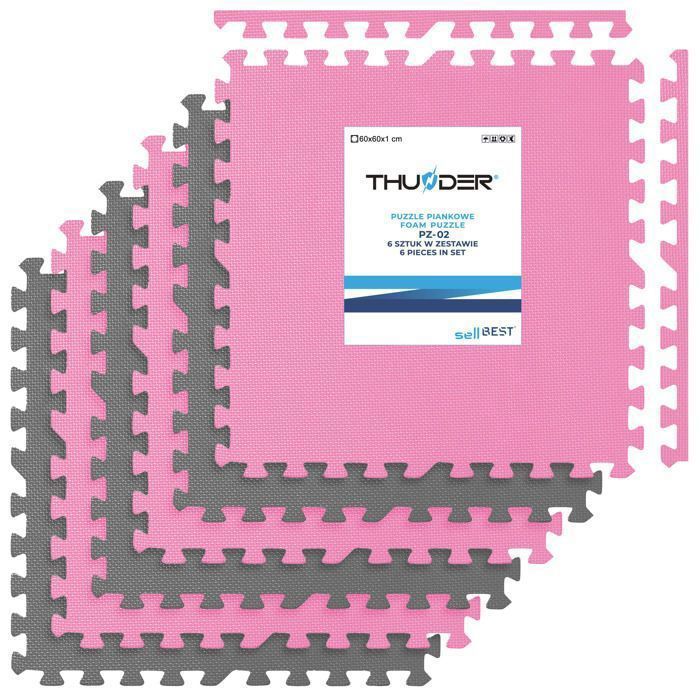 Tapis de Sol Puzzle THUNDER® PZ-02  6 pcs 60×60 cm  Mousse Épaisse  Antidérapant  Protection Sol  Pour Équipement Fitness