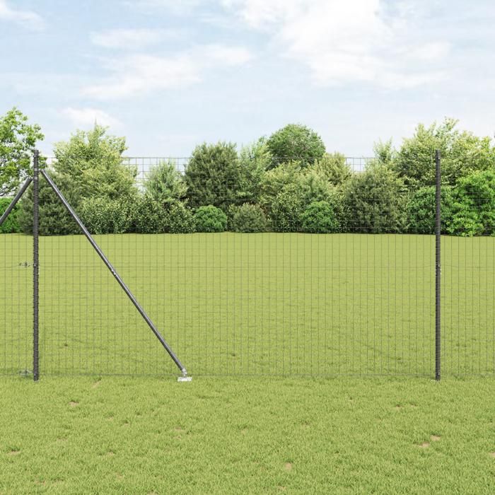 Poteaux de clôture vidaXL avec spike 52 pcs Ø32 mm 180 cm en acier galvanisé 3350198