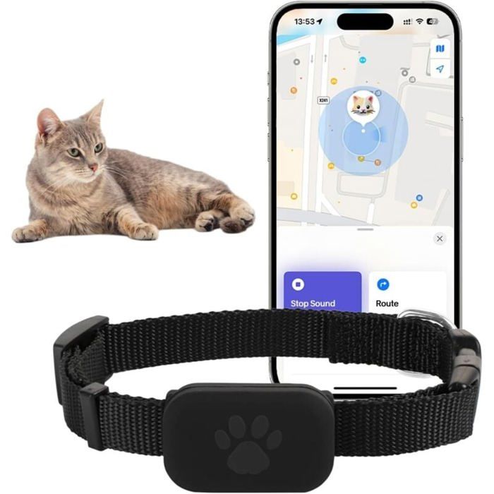 Meilleurs prix pour Collier GPS chat sans abonnement – Traceur réglable 28-39cm compatible iOS Label