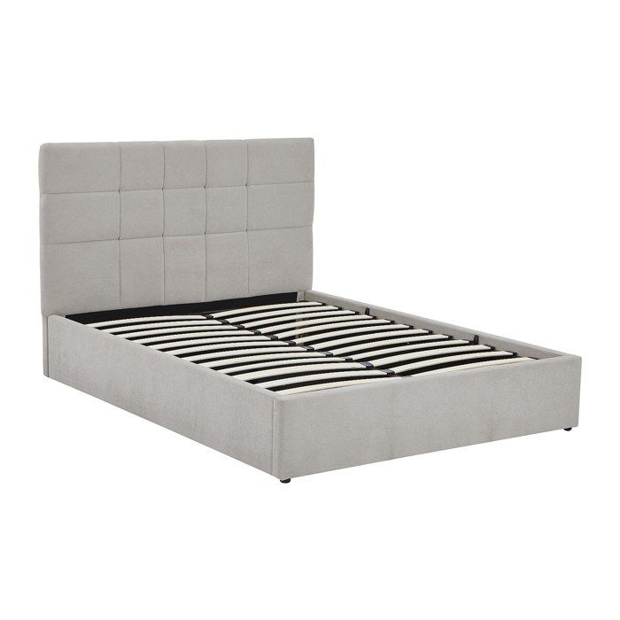 Lit coffre 140 x 190 cm - Tissu - Gris - HOPEYA Lit coffre 140 x 190 cm - Tissu - Gris - HOPEYA