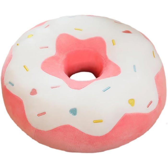 Coussin rond en forme de donut de 38 cm coussins moelleux en forme de nourriture joli canapé fauteuil blancx