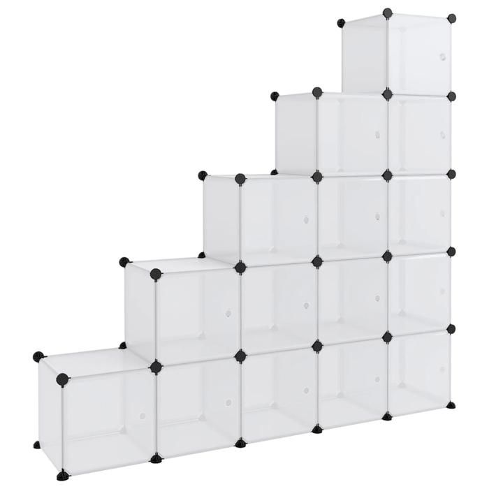 “Winter SaleTOP Meuble à chaussures Transparent - Organiseur de rangement en cube avec 15 cubes et portes en PP transparent PRO1304