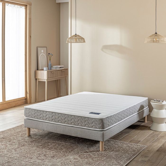 Ensemble sommier et matelas 80x190 cm mousse ferme Terre de Nuit Sérénité 2.0 Gris clair Ensemble sommier et matelas 80x190 cm mousse ferme Terre de Nuit Sérénité 2.0 Gris clair