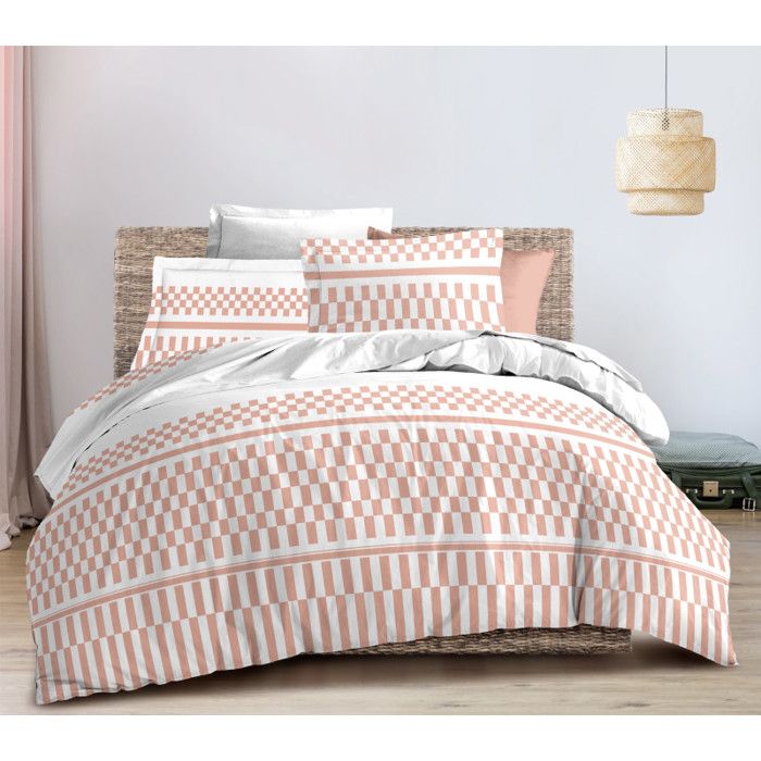 Parure de draps 4P Louna lit 160 x 200 Casimir Peche Coton Pur Parure de draps 4P Louna lit 160 x 200 Casimir Peche Coton Pur