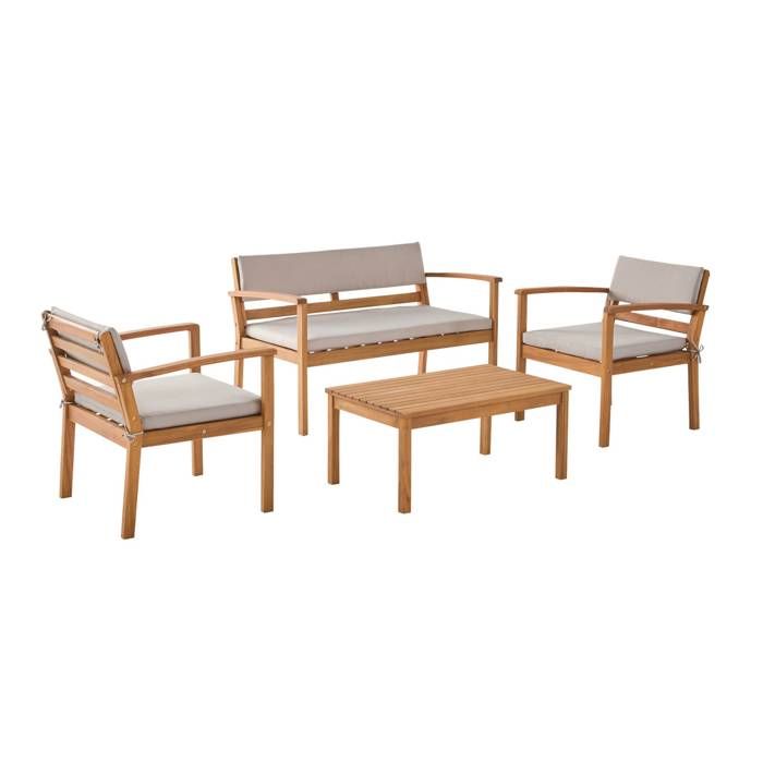 Salon de jardin bois dacacia 4 places marron - Komoda