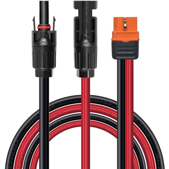 Câble de charge solaire connecteur solaire vers adaptateur XT60i câble de connexion de panneau solaire 12 AWG XT60i-F compatibl