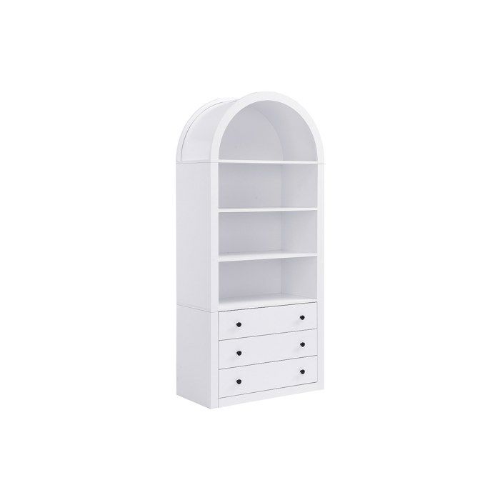 Bibliothèque avec 3 tiroirs et 4 niches en MDF - Blanc - MARALYN