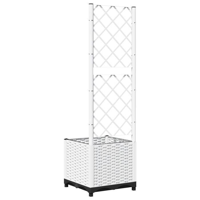 （Blanc）Pots & cache-pots - Jardinière - avec treillis - Blanc 40x40x136 cm PP - pour balcon bnm401412