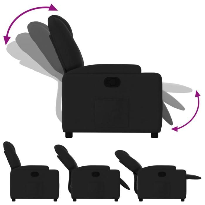 Fauteuil relax - Noir - Fauteuil inclinable - maximale : 110 kg - en tissu noir 74x88x97 cm F6917