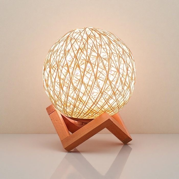 Lampe de chevet en rotin - Aueq - créative usb réglable pour maison salon chambre beige cadeau noël