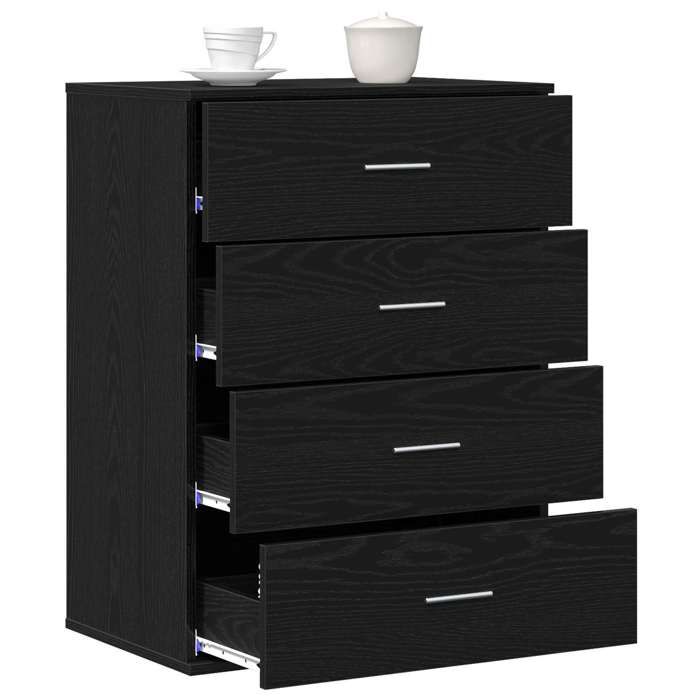 Buffet avec tiroirs - vidaXL - bois dingénierie - chêne noir - 4 tiroirs - avec poignées - 60 x 39 x 80 cm 46mlx71j