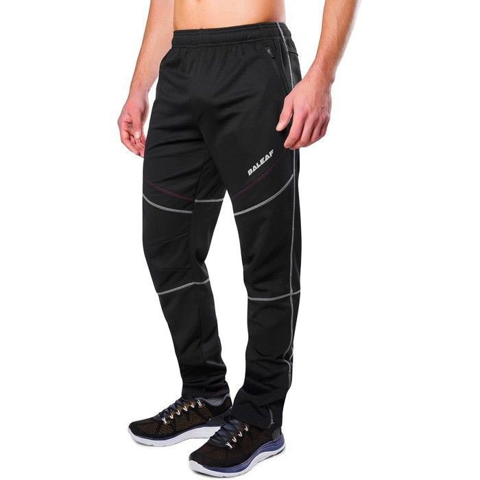Pantalon de vélo thermique - BALEAF - Softshell - Coupe-vent - Doublure polaire - Poches zippées - Noir XL