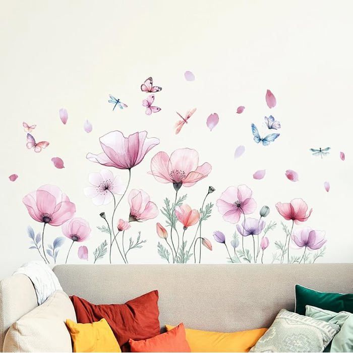 Autocolnt MurauxStickers Muraux Décoratifs pour CuisineAutocolnt Mural Fleur Rose Restaurant Chambre Rosa Blume