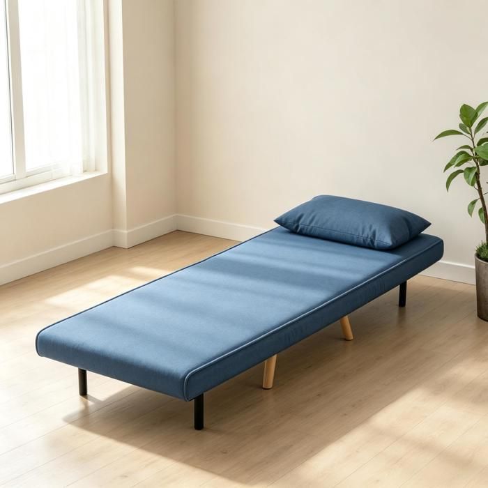 Canapé-lit pliable - Bleu - Mousse Métal Polyester - Dimensions fauteuil: 72x75x85 cm - Dimensions lit: 195x72x25 cm