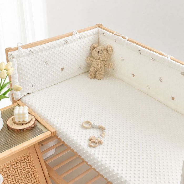 Tour de lit bébé – Doux antichoc tactile 3D – Pour berceau– 150x28cm - Motif Petite maison