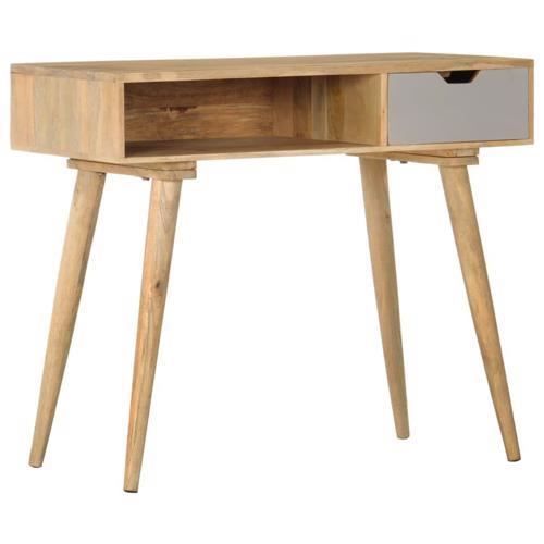 table console style rustique en bois avec un tiroir et un compartiment ouvert 89x44x76 cm naturelle