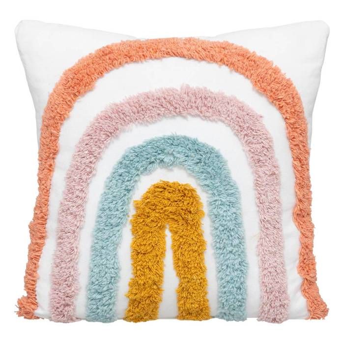 Coussin enfant Arc-en-ciel coton 40x40cm - Atmosphera Créateur dintérieur
