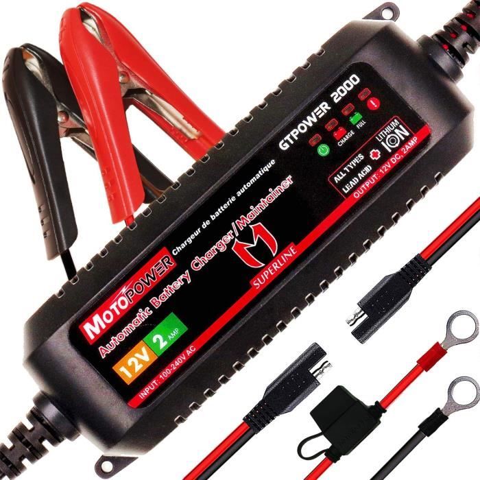 AOKBON Chargeur de Batterie Intelligent 7A/12V Chargeur Moto Rapide Portable 7 Étapes avec Écran LCD Mode de Réparation de Protection pour Voiture Moto Auto Jaune 
