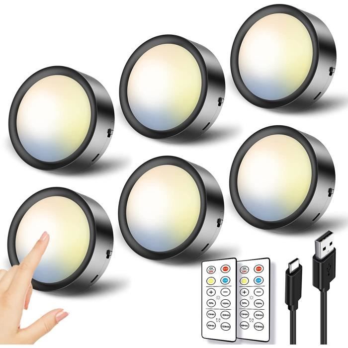 Zawaer Spot LED Rechargeable USB 4 pcs, Veilleuse Cuisine Sans Fil Escalier  Placard,3 Couleurs Dimmable,5 Niveaux de Luminosité, avec  Télécommandes,Magnétique,Minuterie (avec Autocollant en Métal) : :  Luminaires et Éclairage