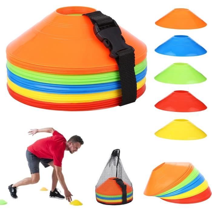Lot 50 Cônes De Marquage Foot – 5 Couleurs, PE Flexible, 19 Cm, Avec Sac De Rangement