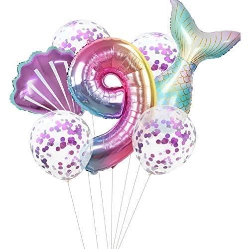 Ballon Anniversaire 6 An Sirène Décoration Thème Sirène Pour Fête D'Anniversaire Enfants Fille, Ballons Aluminium 6 Ans