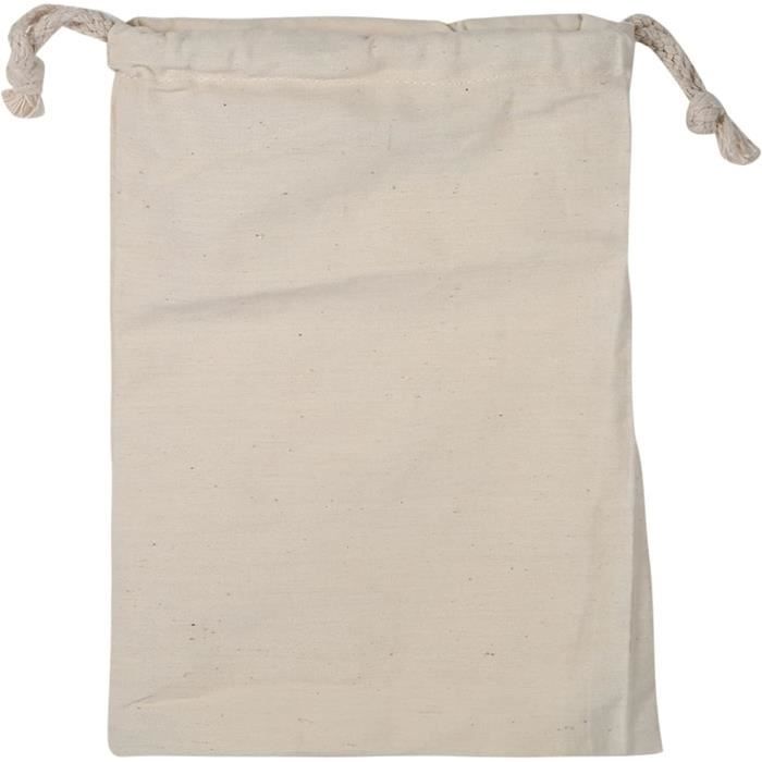 Sacs à Cordon En Coton | Lot De Sacs De Rangement | Pour Linge, Voyage, Camping | 15x20cm | Naturel