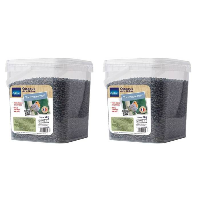 Seau de graines de tournesol noir  2 kgs pour oiseau de la nature - Lot de 2-