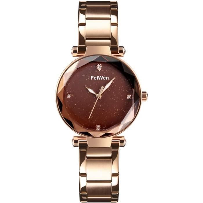 Montre-bracelet Quartz Geneve Pour Femme/fille, Boîtier Acier Inoxydable Or Rose, Cristal - Neuf Sans étiquette