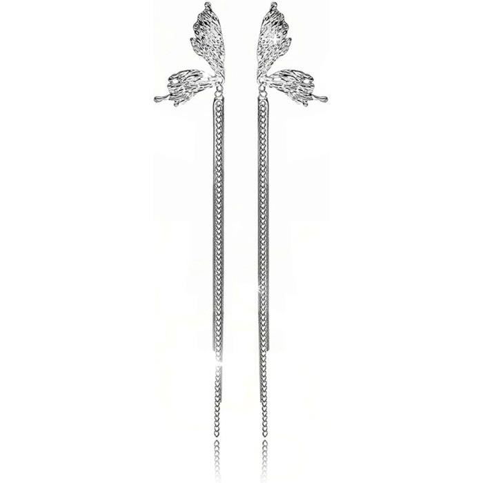 Boucles D'Oreilles Pompons Gris Argenté - Fait Main, Fils - Pendantes Clous