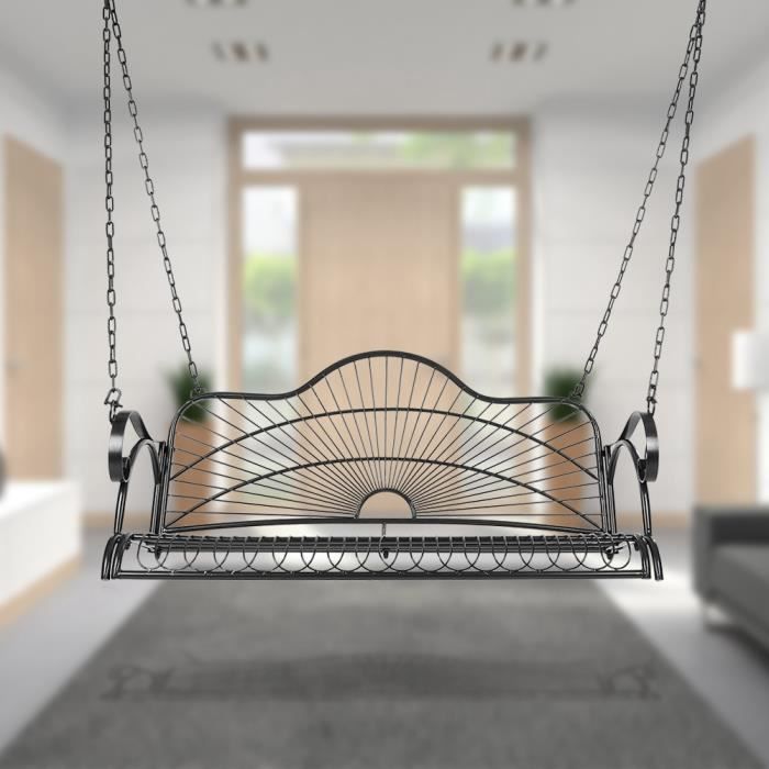 Balancelle Banc Suspendu Fer Balancoire Chaise Porche Terrasse Siege Meubles Avec Chaines Et Bras Achat Vente Balancelle Banc Suspendu Fer Balancoire Cdiscount