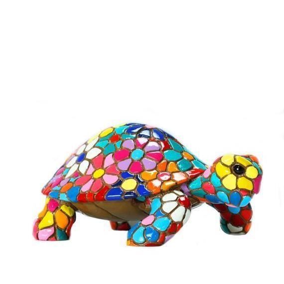 Statue De Tortue Flowers En Mosaique Barcino Longueur 12 Centimetres Cdiscount Maison