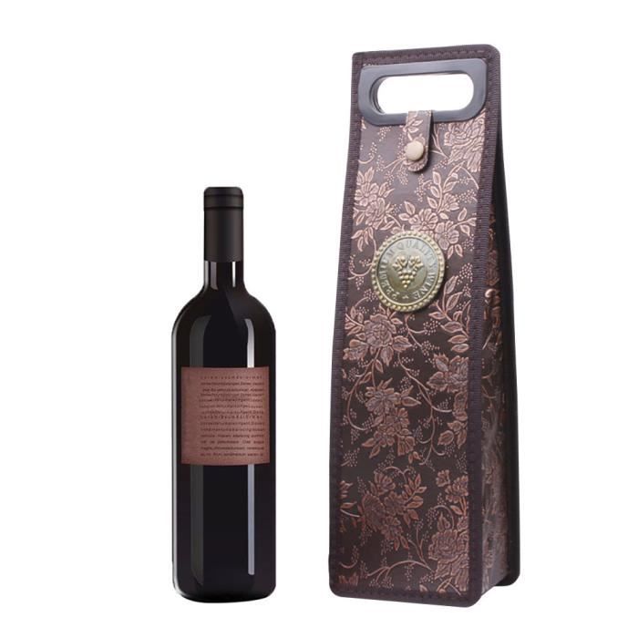 Sac à Vin 2 Bouteilles En Cuir PU Noir – Porte-Bouteille Élégant Réutilisable, Idéal Cadeau Mariage Anniversaire Noël Champagne