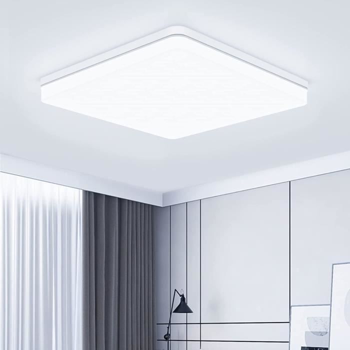 Pheashine Plafonnier Led Moderne, 48W Plafonnier à Led Carré Lampe De Plafond En Acrylique Blanc