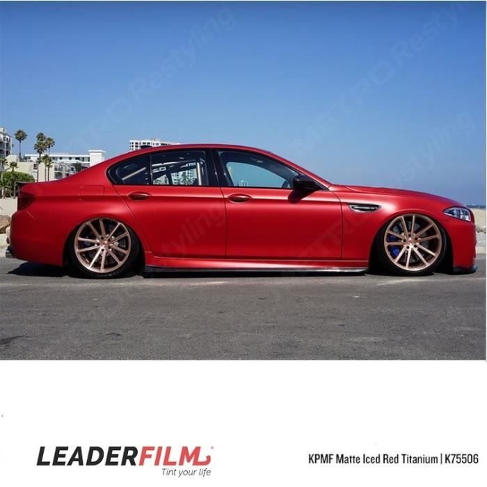 FILMS POUR COVERING Film covering coulé ultra-conformable Matte Chrome ICED RED TITANIUM KPMF \
