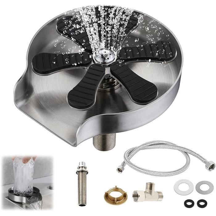Lave-Bouteilles Et Verres Sur Pied - Brosse Double Face 360°, Ventouses, Pour Évier - 12