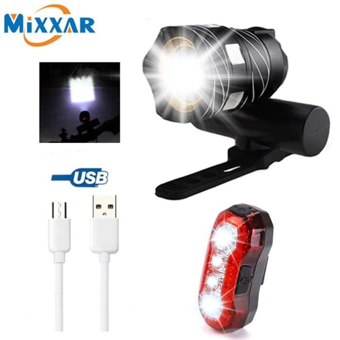 Phare Vélo LED Puissant Étanche - Lampe Avant Vélo USB Avec Support Aluminium