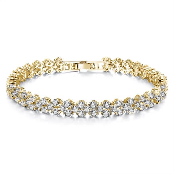 LOVANS Bracelet Pour Femme, Bracelets Plaqués Or Avec Zircone, Bracelet Réglable Femme,Bijoux Femme Cadeau Fête Des Mères Cadeau Anniversaire Femme( Argent