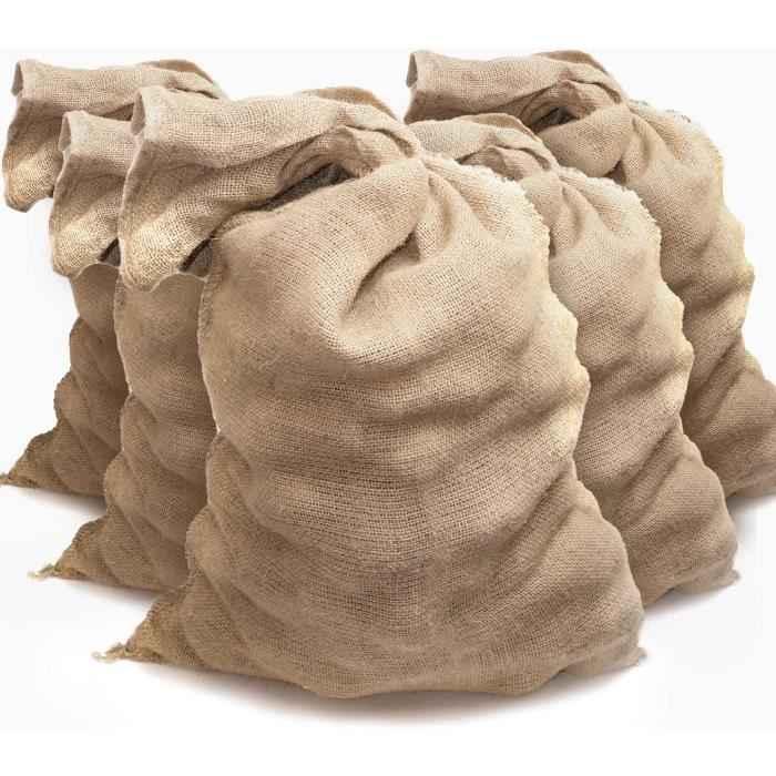 5 Sacs toile de jute grand format sac gravats chantier u2013