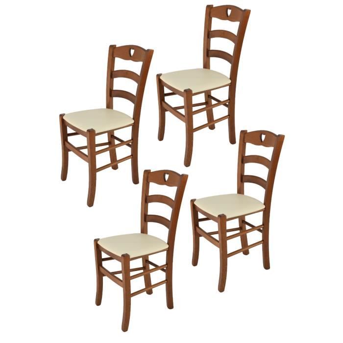 Tommychairs Chaise du Design avec Structure en Bois Coleur Noix et Une Assise en Cuir Artificiel Coleur Noir Bar et la Salle /à Manger Set de 4 chaises Cross pour la Cuisine