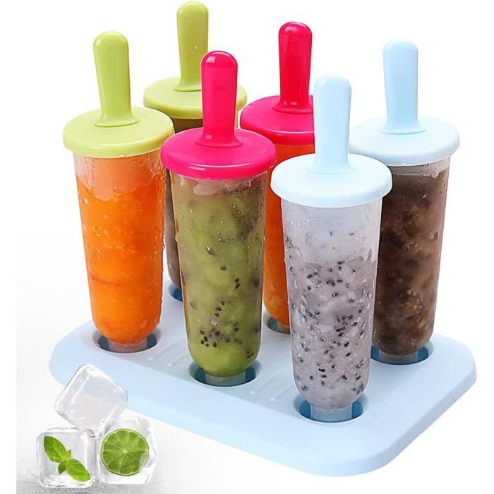 Lot De 6 Moules à Glace En Acier Inoxydable Avec Bâtons - Pour Yaourt, Jus, Glace Maison - DIY Cuisine