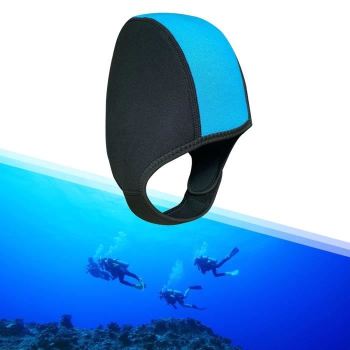couleur bleue cagoule de plongée en néoprène flexible, 2.5mm, chapeau de natation, protection des oreilles, c