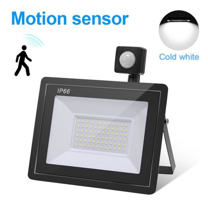 Détecteur de mouvement Froid - 100W 220v - Projecteur Led avec ou sans capteur de mouvement éclairageextéri