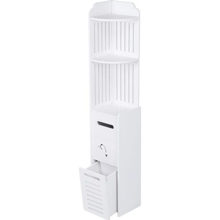 Petit Meuble De Rangement Pour Salle De Bain Armoire De Plancher D Angle Blanc Organisateur De Rangement Sur Pied Armoire Laterale Cdiscount Maison