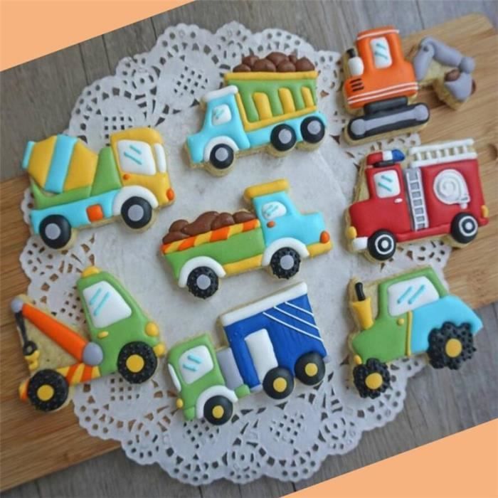 Moule A Gateaux 8 Pieces Emporte Piece Vehicule Camion Forme Fondant Moules Melangeur Grue Voiture Pompier Fondant Biscuit Moules Cdiscount Maison